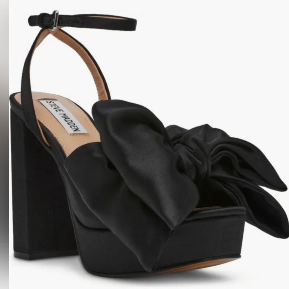 Brand New Steve Madden Livley Platform Black Bow Two-Piece Sandals Size 9.5